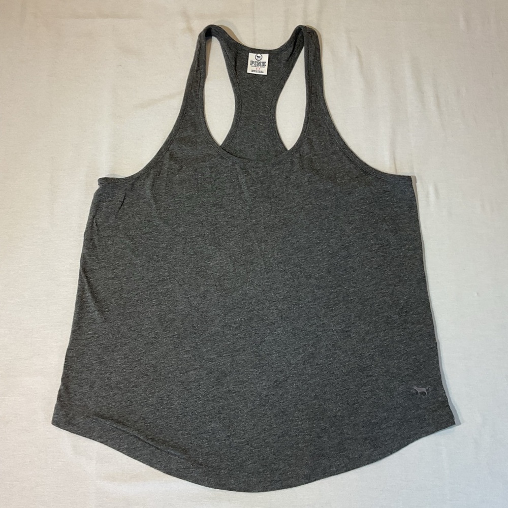 Victoria's Secret Pink Heather Dark Gray Tank Top Racer‎ Back, Size S (SP)